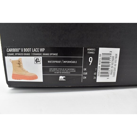 Sorel Womens Size 9 Caribou X Ceramic Orange Waterproof Leather Platform Boots - Picture 11 of 11